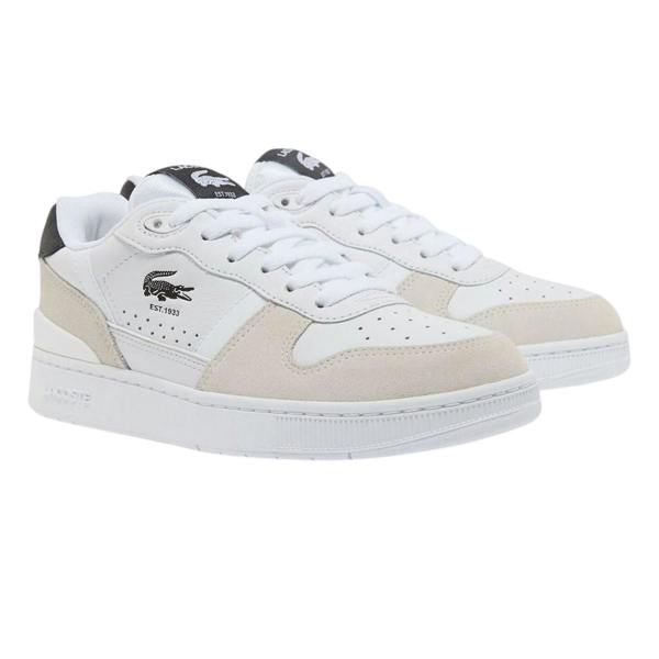 Lacoste Childrens/Kids T-Clip Set Leather Trainers - White/Black - 