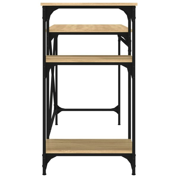 Berkfield Desk with Shelves Sonoma Oak 105x50x90 cm Engineered Wood&Iron