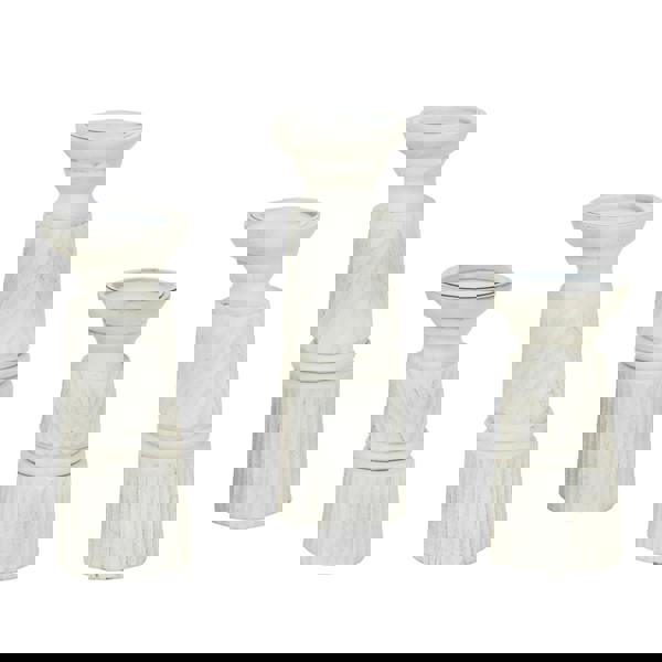 Hill Interiors Large Carved Candle Holder - White - 