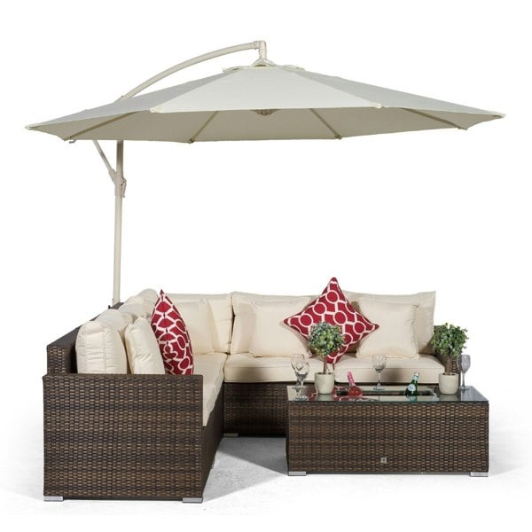 Giardino Havana 5 Seat Rattan Corner Sofa Set with Drinks Cooler Coffee Table