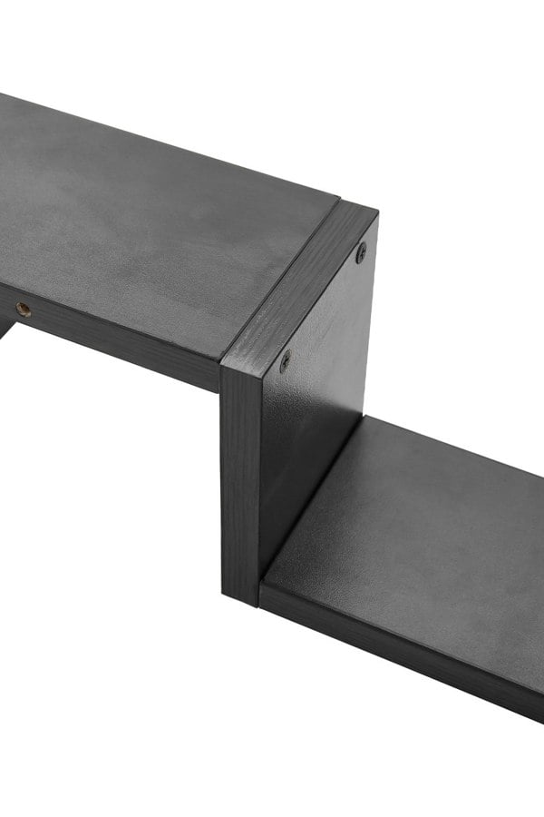 Living and Home 2Pcs Black Wooden Wall Mounted Floating Shelves