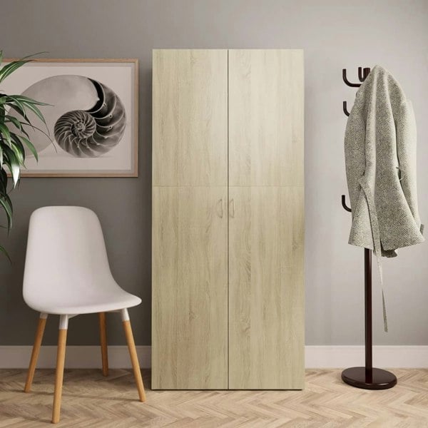 Berkfield Shoe Cabinet Sonoma Oak 80x35.5x180 cm Engineered Wood
