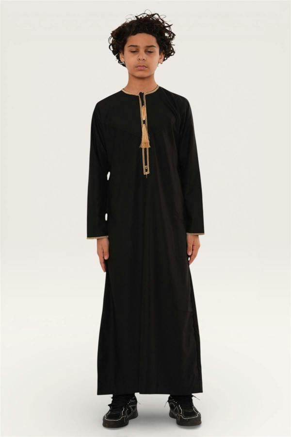 Infinity Leather Kids Boys Ramadan Moroccan Thobe Robe Emirati Eid Jubba- TT-003