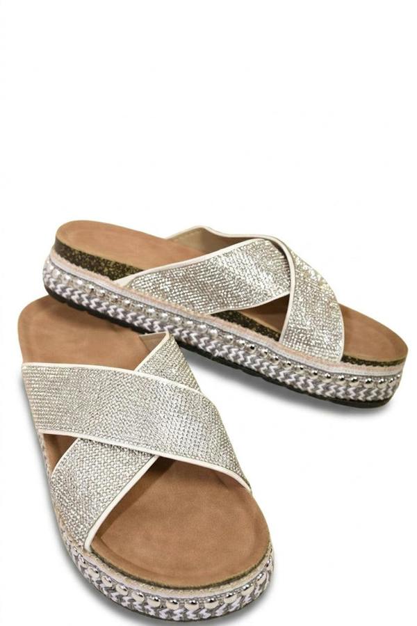 Sabrina Platform Diamante Sandals - White_wb