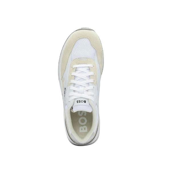 Boss Mens Kurt Leather Running Trainers - White - 