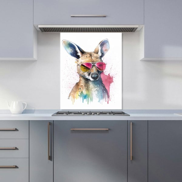 Warren Reed - Designer Wallaby In Pink Glasses Kitchen Splashback