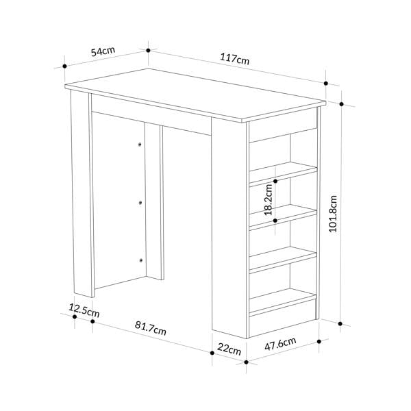Decortie Swallow Modern Kitchen Bar Dining Table with 4-Tier Storage Shelves H 102cm