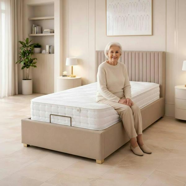 Paradise Beds Pannel line Mobility Bed with Mattress and Headboard Black