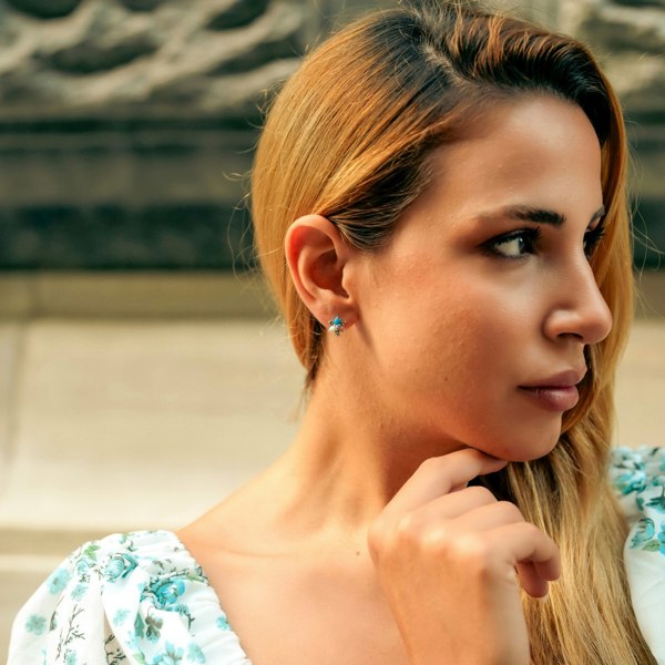 Spero London High Quality Opal Flower Sterling Silver Earring
