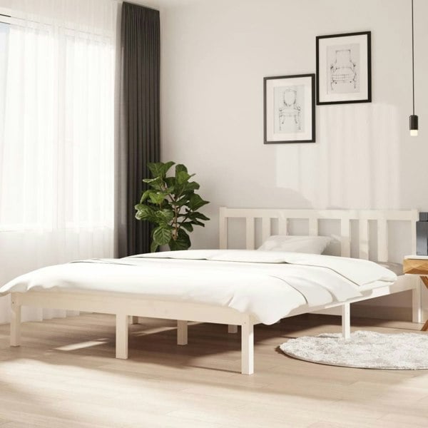 Berkfield Bed Frame White Solid Wood 140x200 cm