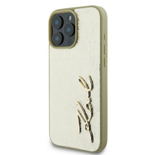 Karl Lagerfeld Metal Signature Case for iPhone 16 6.1" Gold - KLHCP16SPFMFBKMD