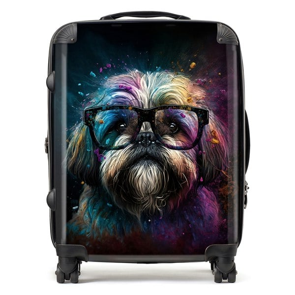 Warren Reed Lharsa Apso Dog Face Splashart Suitcase