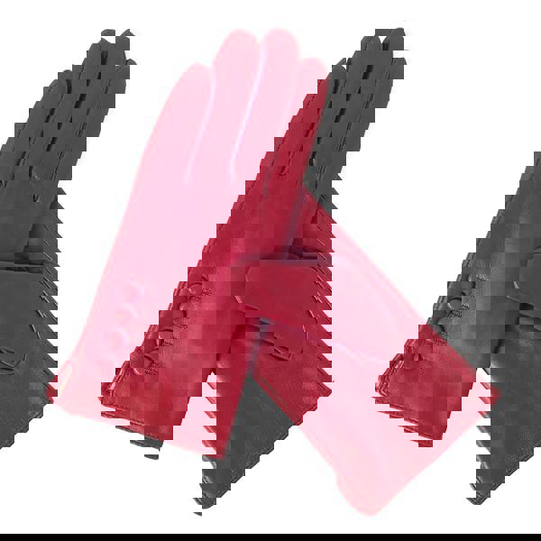 Quivano Womens Leather Gloves With 4 Button Detail