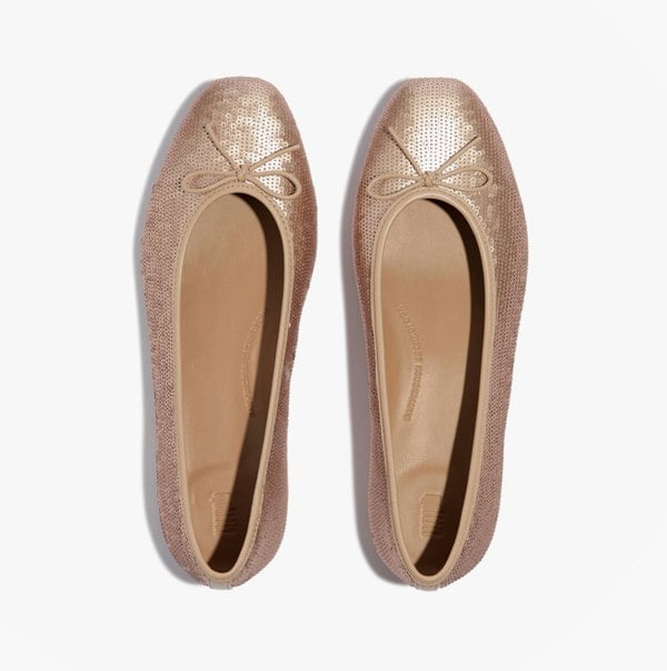 FitFlop DELICATO BOW SEQUIN BALLET Womens Ballet Classic Beige