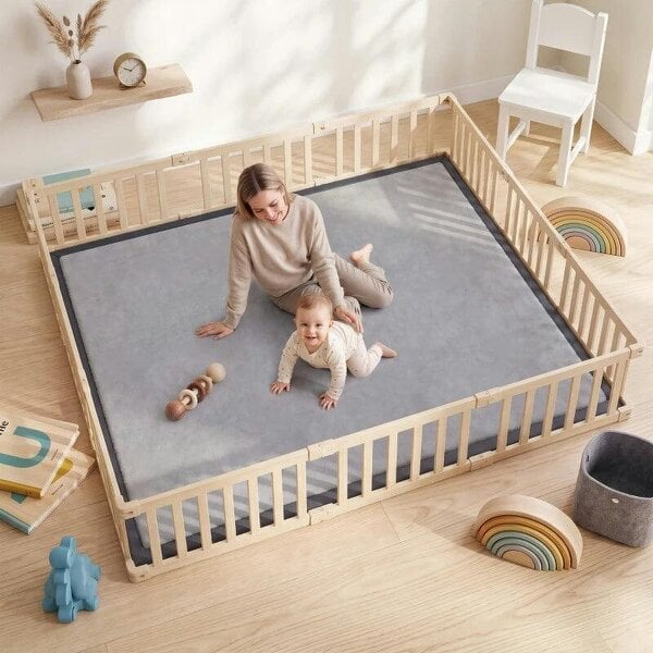 Baby Play Mat, 3CM Thick Foam Playmat Rug, Soft Flannel, Non-Slip, Water Resistant, Easy Care, 180 x 150 cm, Dark Grey