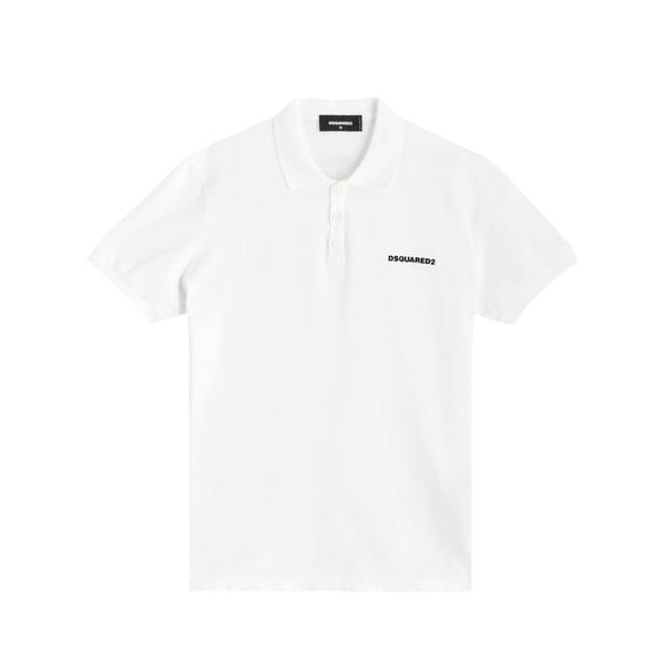 Dsquared Logo Print Piqué Polo Shirt   in  White