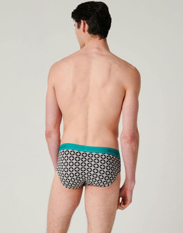 British Boxers Men's Bamboo Briefs - Geometric Stone