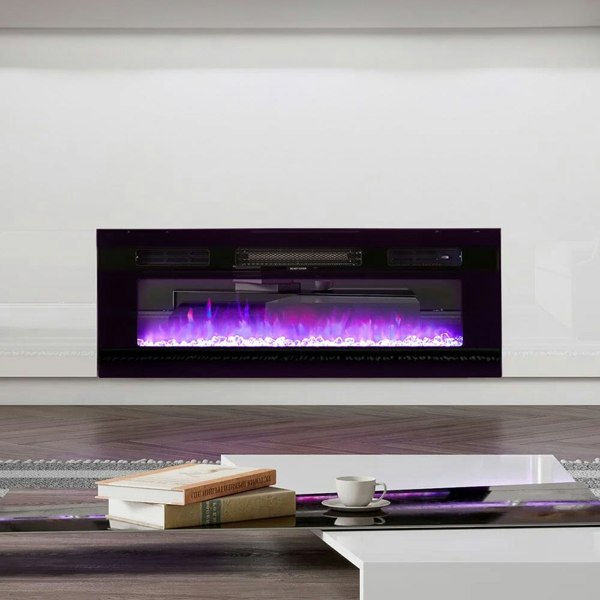 Modern Electric Fireplace TV Stand with Adjustable Flames and Stylish Storage Living and Home