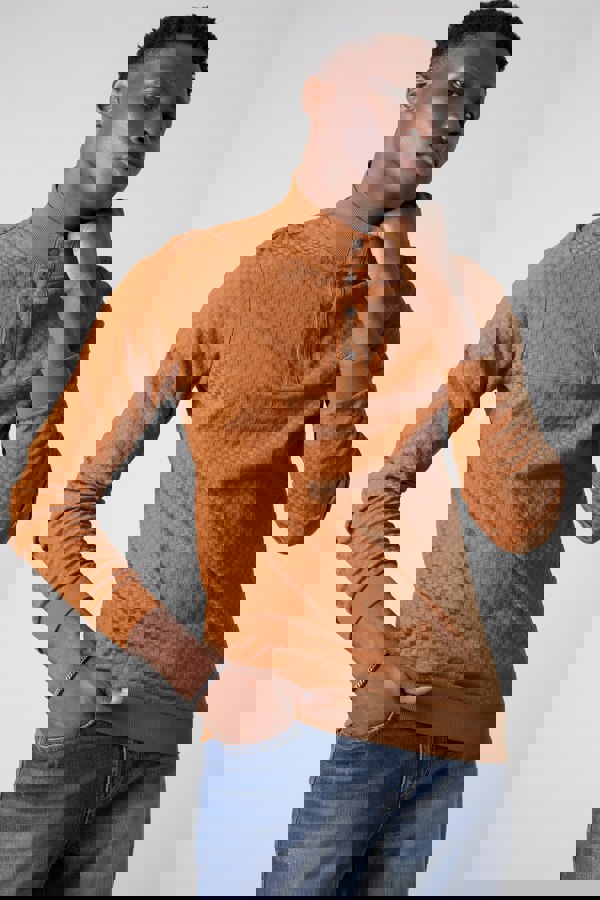 ENORSIA Textured Pattern High Neck Sweatshirt