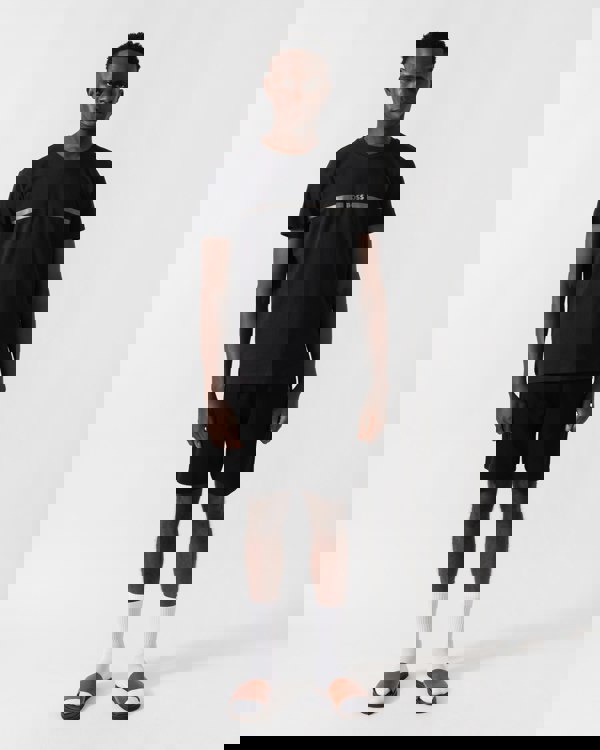 BOSS Orange Mens Metallic Stripe Logo T-Shirt - Black 005