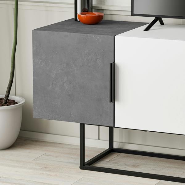Decortie Tontini Modern TV Unit Multimedia Centre with Storage TV Cabinet 140cm