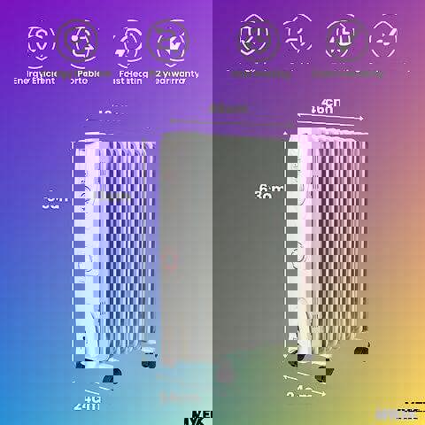 Mylek Oil Filled Electric Portable Heater Radiator with Adjustable Thermostat 2500w With Timer