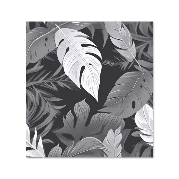 Warren Reed - Designer Black White Tropical Leaves Kitchen Splashback