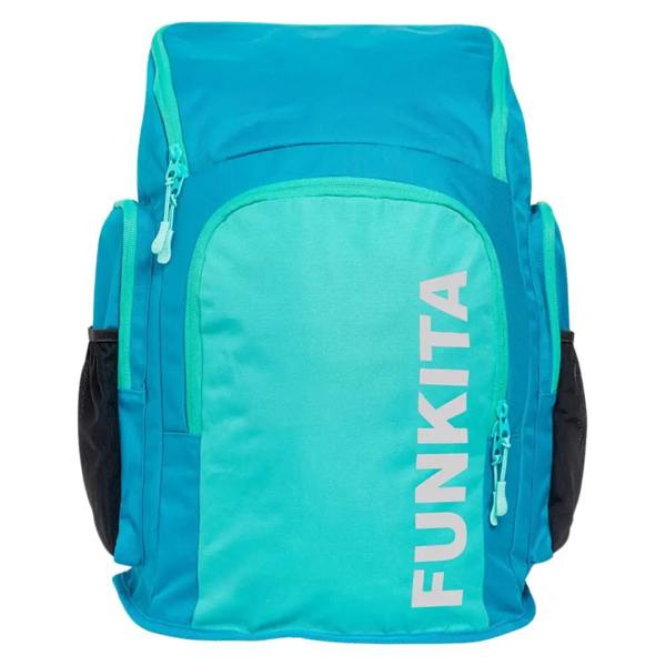 Funkita Mint Machine Space Case Backpack in blue, green, and black