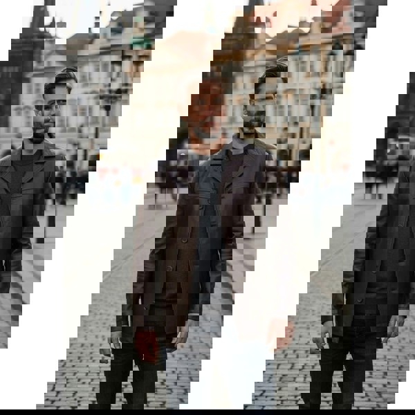 Leather Company Men's Leather Car Coat Collared Blazer Style Jacket