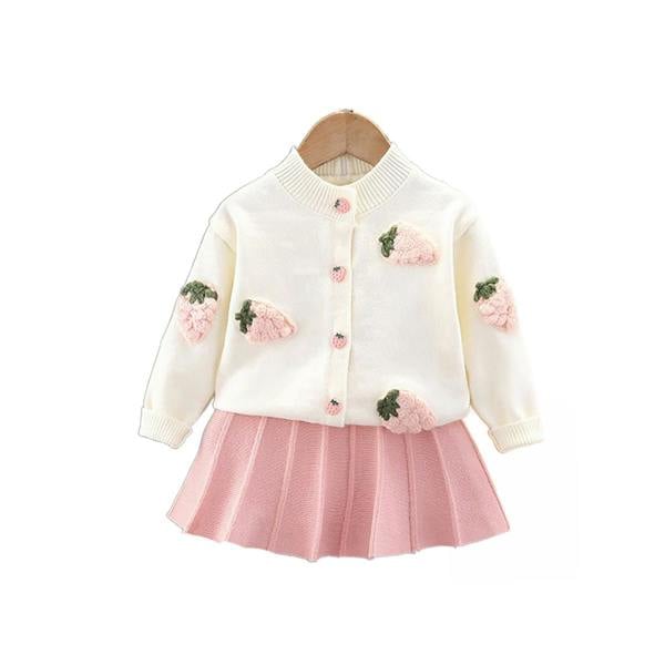 Strawberry Cardigan and Skirt Set