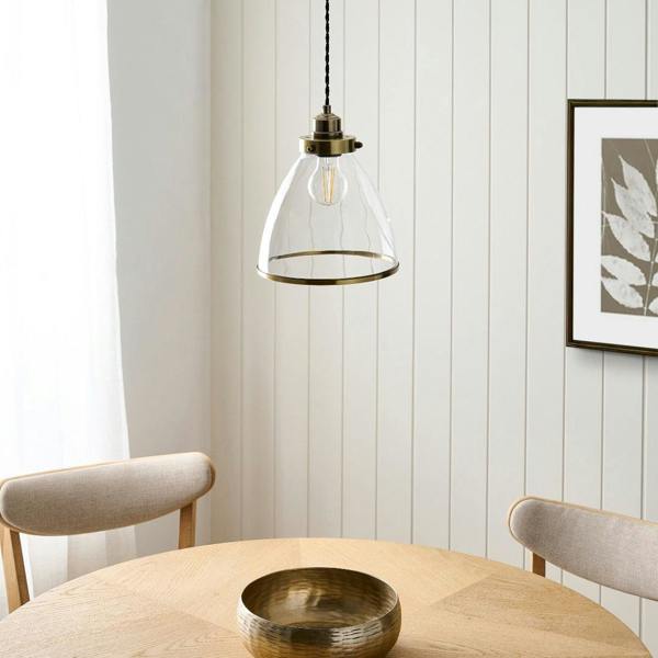 Pagazzi Lighting Brunswick Easy-Fit Antique Brass Pendant