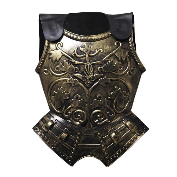 Bristol Novelty Mens Roman Chest Plate With Cape - Black/Gold - 