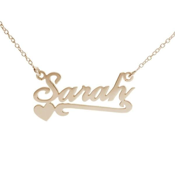 Christopher James of London 9ct Rose Gold Plated Carrie Style Personalised Name Necklace With Heart & Scroll