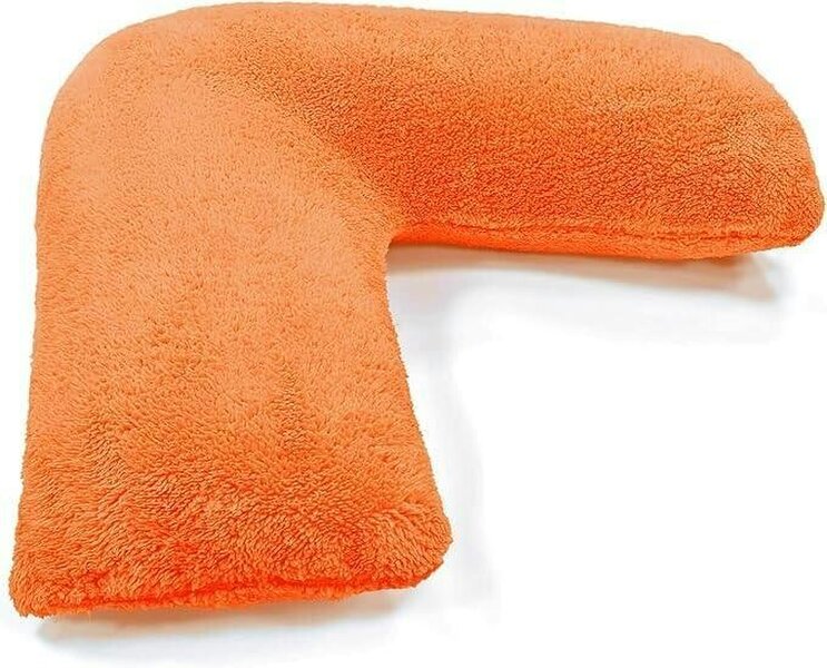 Night Zone Teddy Bear Fleece V Shaped Pillow – Soft Support Cushion with Case or Cover Only - Orange - Cover Only