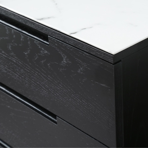 Orchid 3 Drawer Chest - Wenge (Black Stained Oak) / Marble 