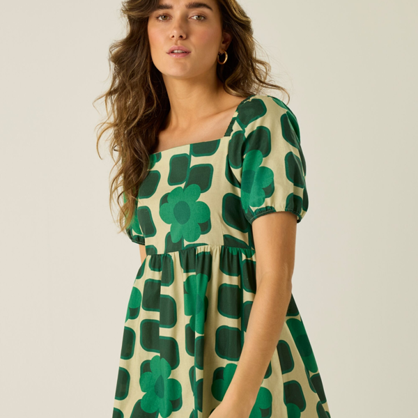 Regatta Womens Orla Kiely Giant Square Flower Summer Midi Dress - Green