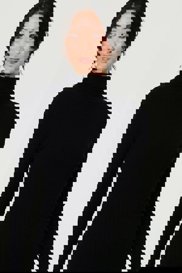 Black | Textured Knit Bodycon Midi Dress
