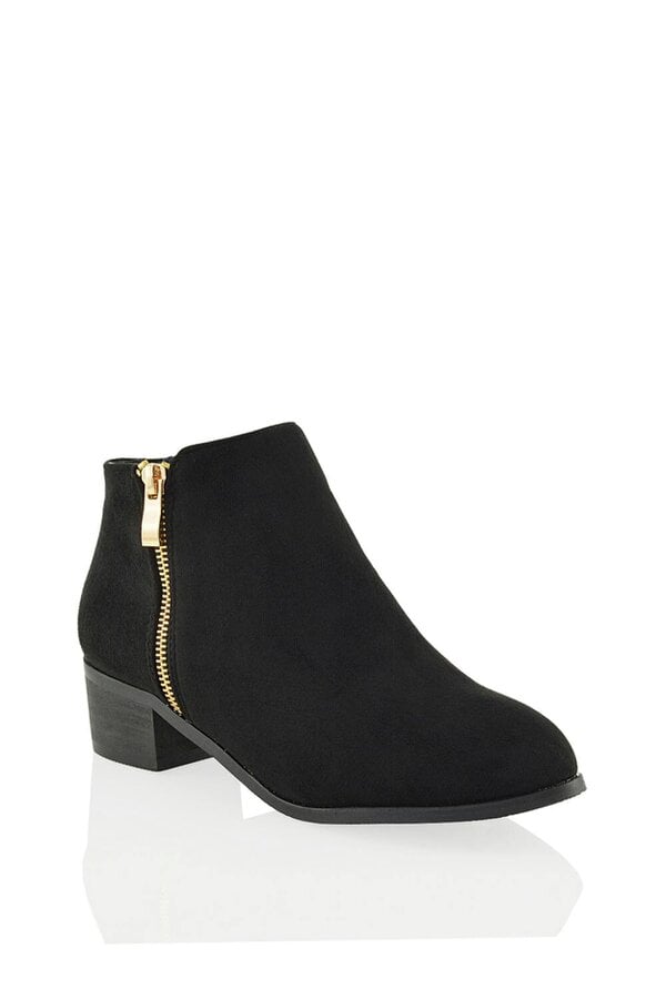 XY LONDON Low Heel Zip Up Western Ankle Boots