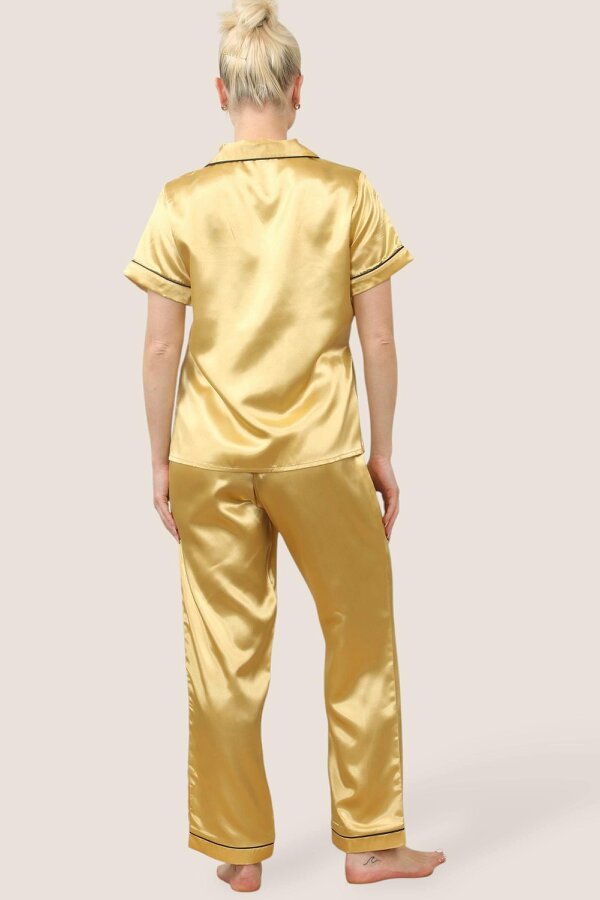 Luxe Satin Short Sleeve PJ Set – Gold Glamour