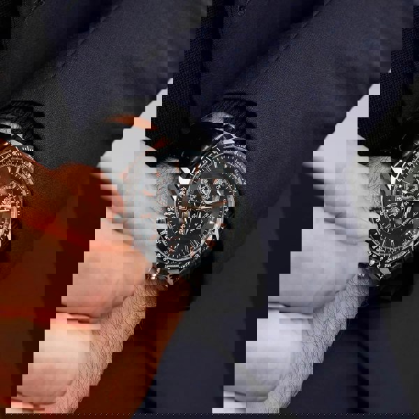 Sekonda Velocity Chronograph Black Leather Strap Watch 30017