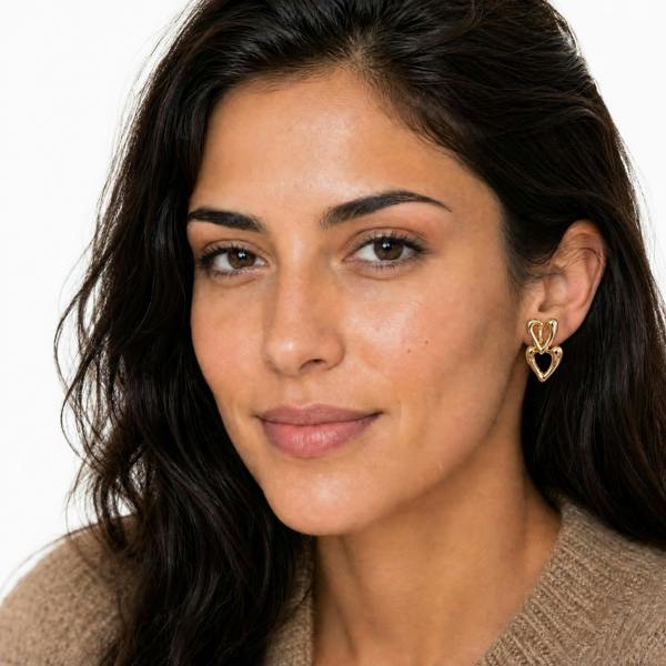 Gold Trip Double Heart Clip On Earrings