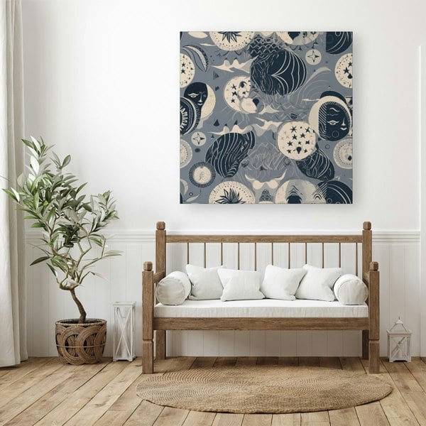 Warren Reed Abstract Moon and Stars Canvas