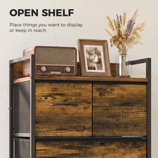 HOMCOM Bedroom Chest of Drawers 4 Drawer Dresser with Shelf, Rustic Brown