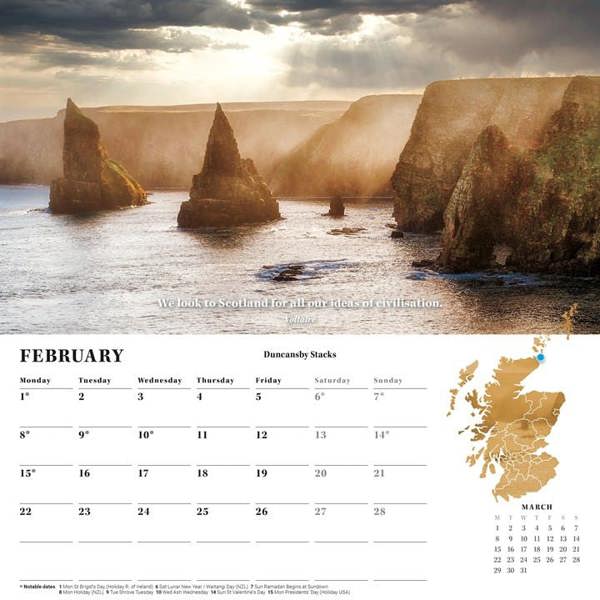 Spirit Of Scotland Calendar 2027, Wall Calendars, Month To View, Travel, Gift