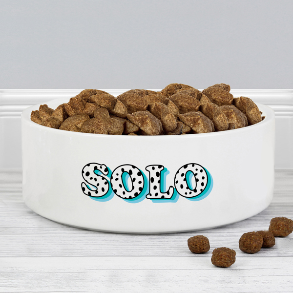 Personalised Memento Company Personalised Blue Spots Name 14cm Medium Pet Bowl