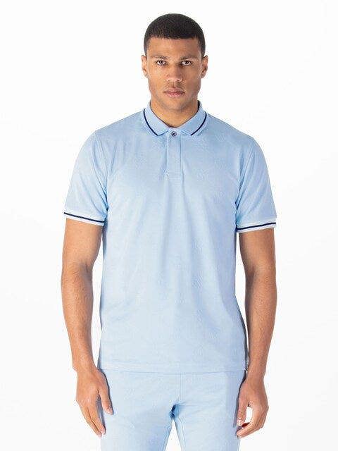 Luke 1977 LUKE1977 Saxon textured Polo Shirt - Sky Blue
