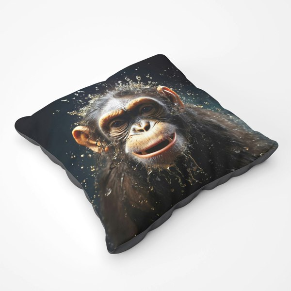 Warren Reed Realistic Monkey Face Splashart Floor Cushion