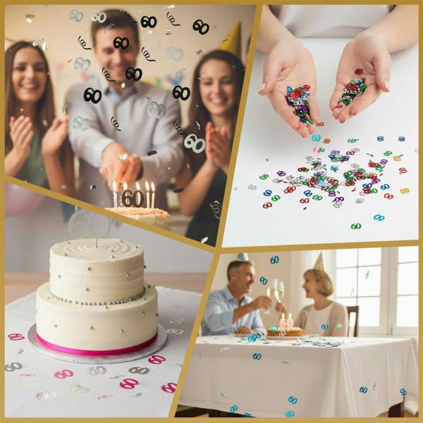 60th Birthday Black & Silver Metallic Confetti Table Decoration, Pack Options for Party Displays image 3