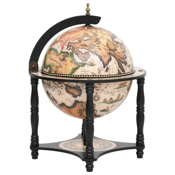Berkfield Globe Bar Wine Stand Black Solid Wood Eucalyptus