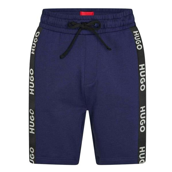 Hugo Boss Mens Cotton Blend Side Logo Sweat Shorts - Navy - 